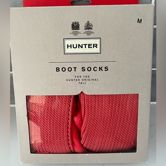 New Hunter Women’s Tall Boot Socks Size Medium Bright Coral - Picture 1 of 5